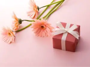 Gift box and flowers